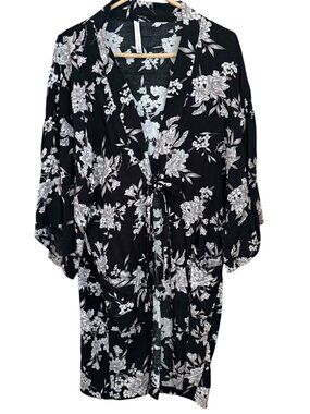 Spiritual Gangster Maya Kimono Black Floral Tie Front One Size Boho Whimsigoth